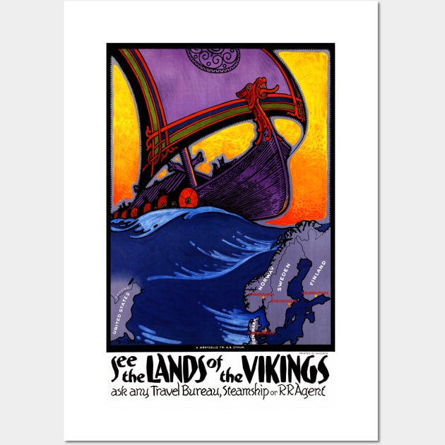 Vintage Travel Poster Scandinavia See the land of the vikings Wall Art by vintagetreasure